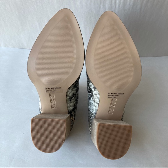 NWB Report Snakeskin Print Temperance Block Heel Mule Bootie Shoe Metal Tip Toe - Picture 13 of 14